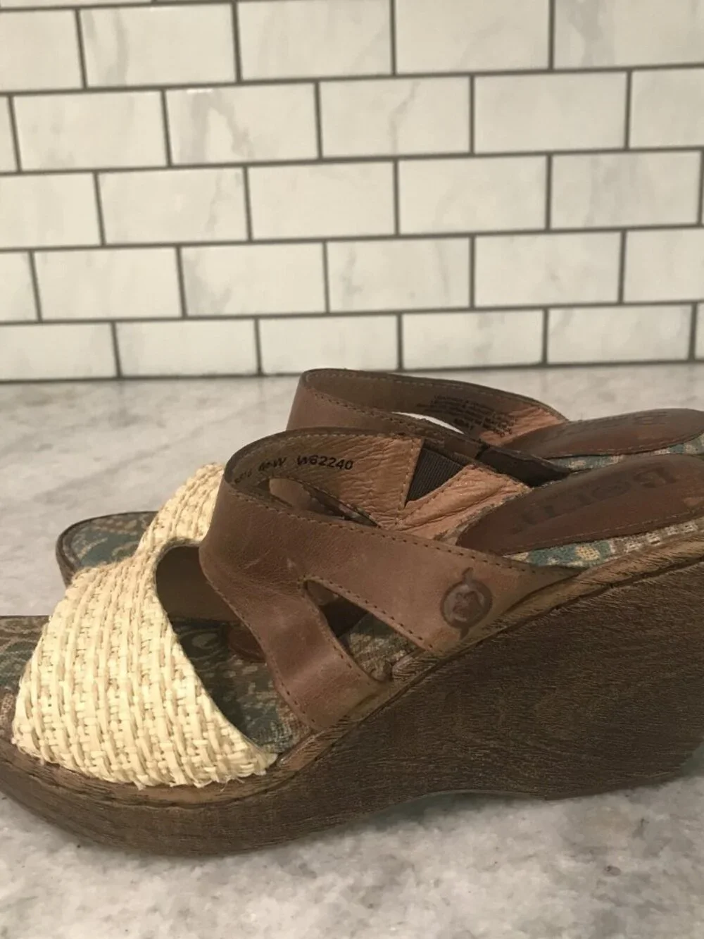 Born Sandals Womens Size 6 Wedge Heel Leather Woven Strappy Bohemian Hippie - Picture 3 of 8